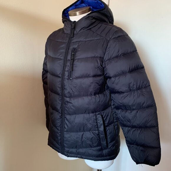 URBAN REPUBLIC BOYS HOODED BLACK PUFFER JACKET SIZE L 14/16 NYLON POLYESTER - Picture 7 of 11